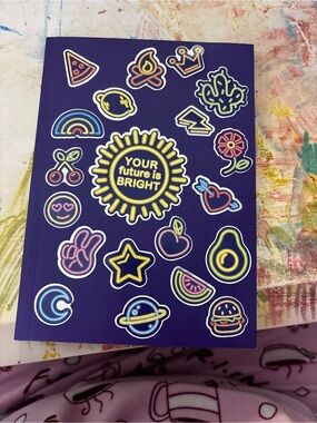 Purple Hardcover Journal with Neon Motifs